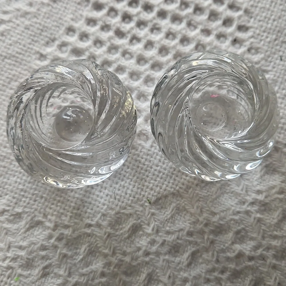 PartyLite Clear Swirled Glass Votive Holder Pair - Picture 3 of 4